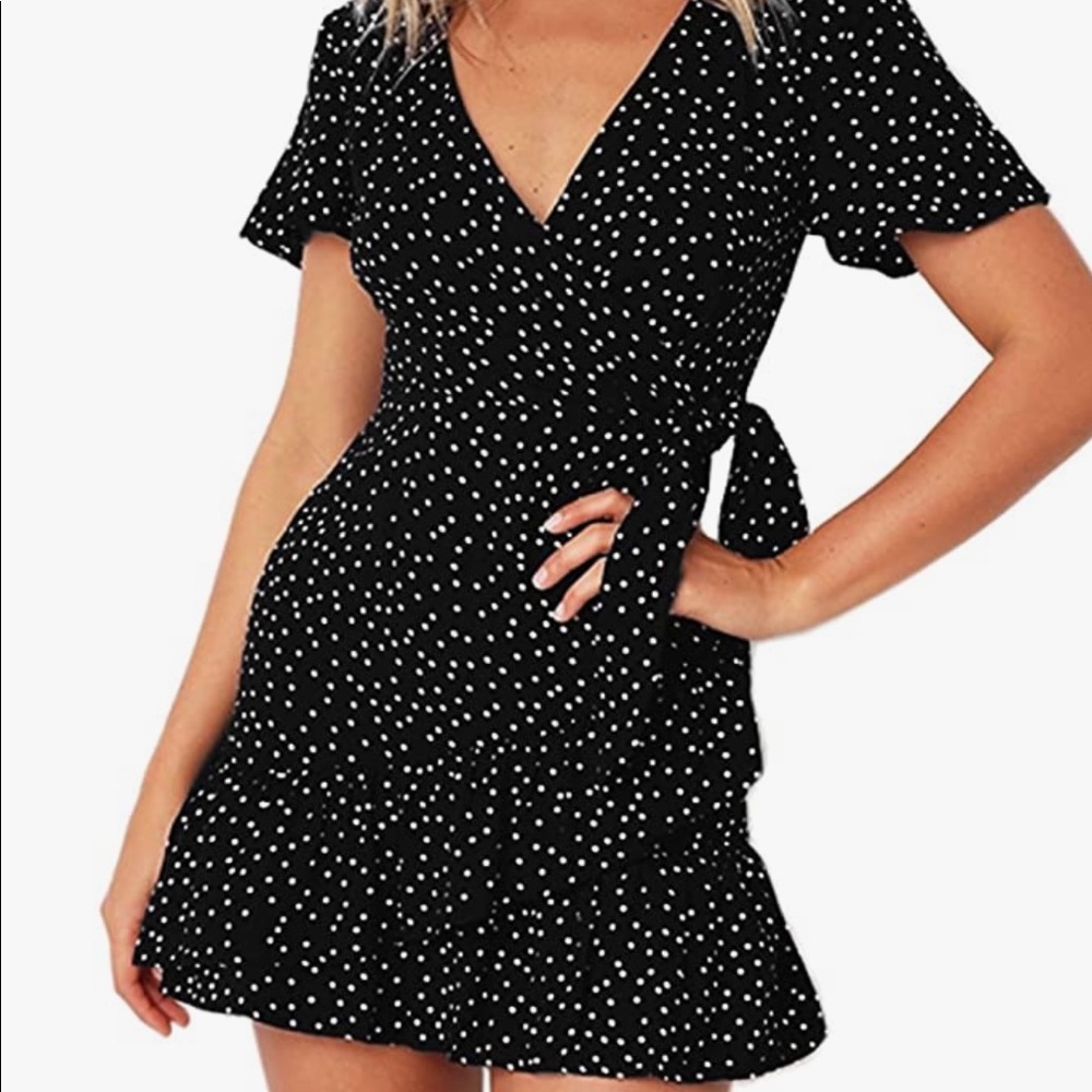 Cute black dress with white polka dots